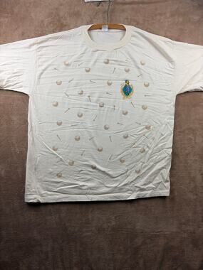 VTG 90s Hallmark Golf All Over Print T Shirt XL Single Stitch Graphic Tee Cream